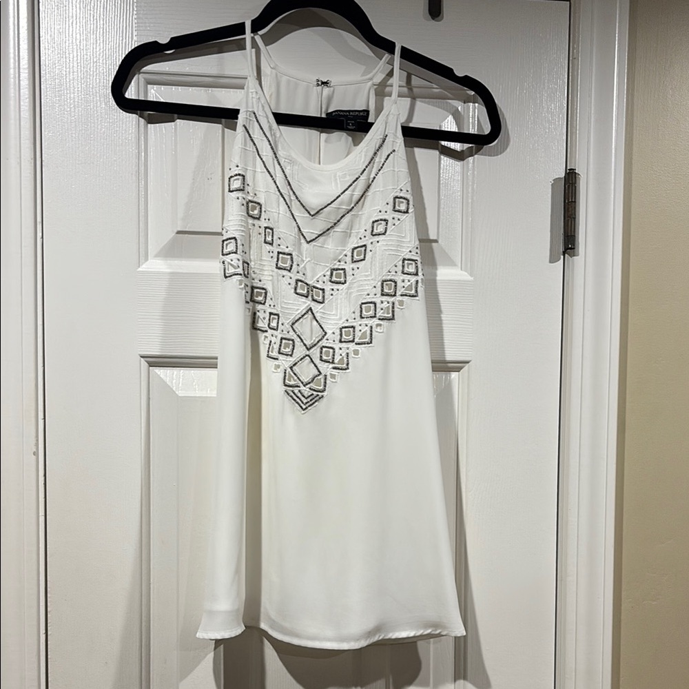 Banana Republic White Embellished Camisole Top